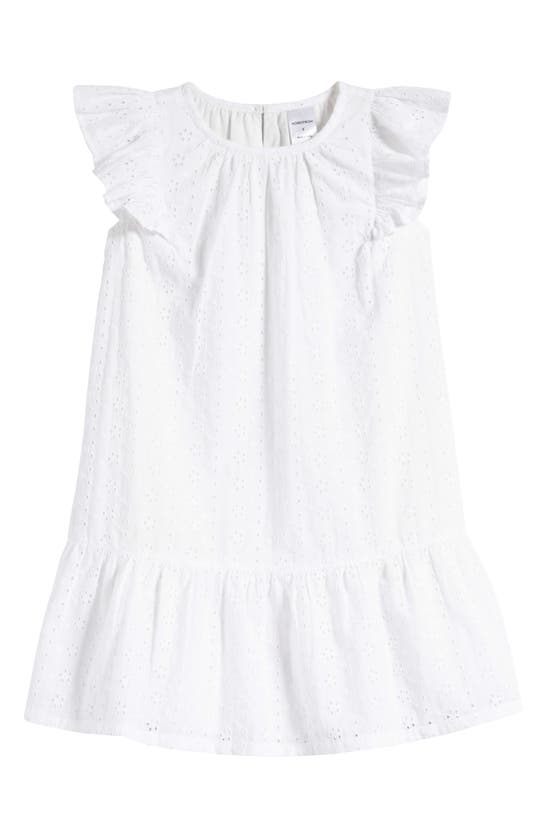 Shop Nordstrom Kids' Flutter Sleeve Eyelet Party Dress In White