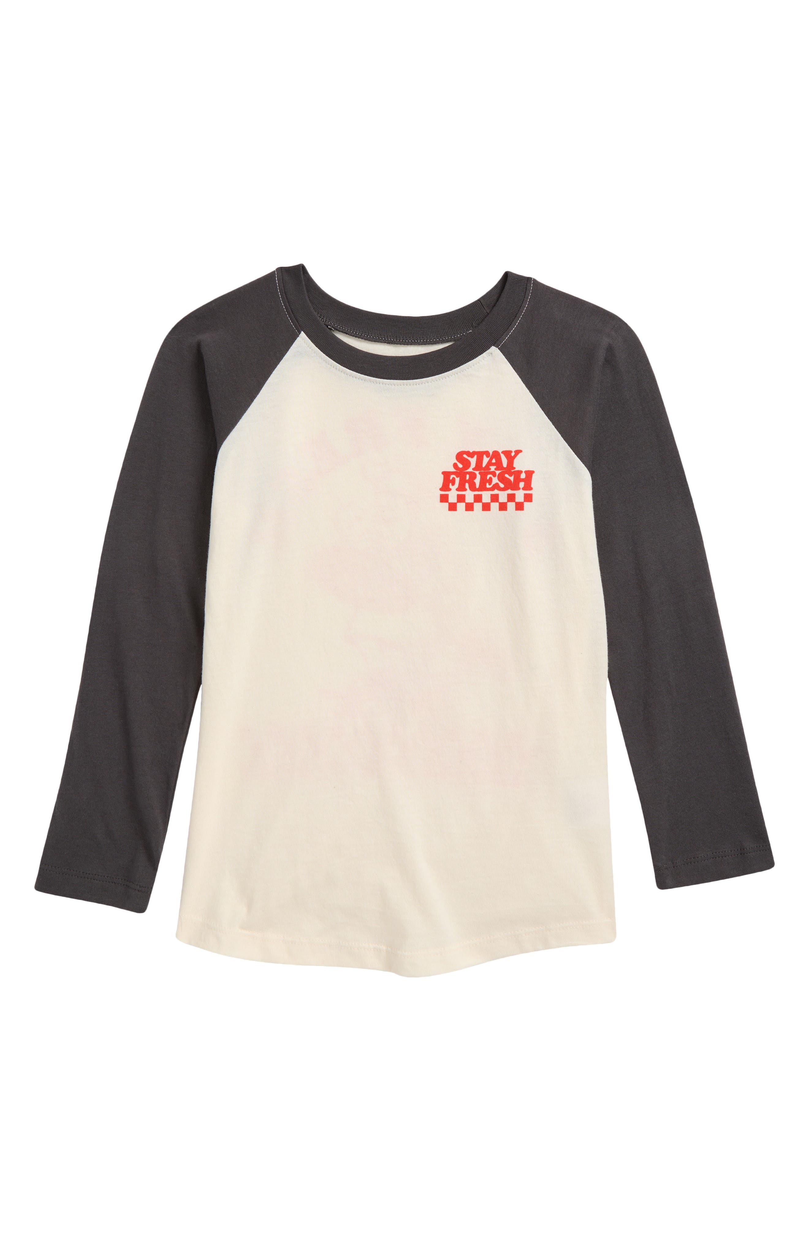 Tiny Whales Kids' Stay Fresh Raglan Graphic T-Shirt in Natural Vintage Blk 