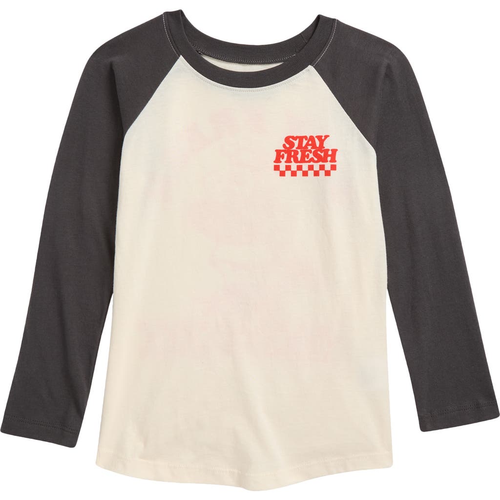 Tiny Whales Kids' Stay Fresh Raglan Graphic T-Shirt in Natural Vintage Blk