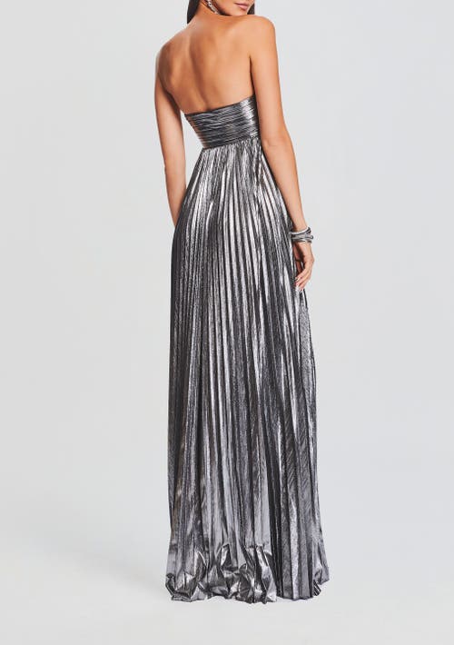 Retroféte Zoa Pleated Maxi Dress In Gumnmetal