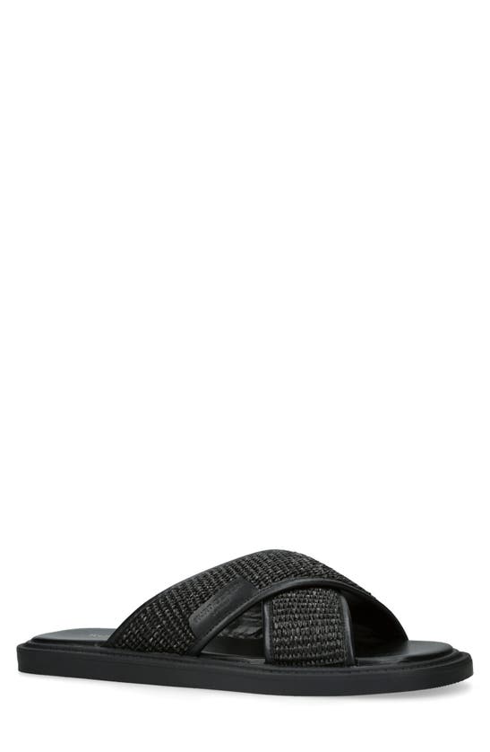 Shop Kurt Geiger Owen Raffia Slide Sandal In Black