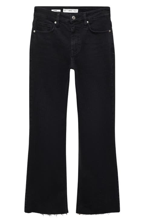 Coated Kick Flare Jeans in Black - Denim