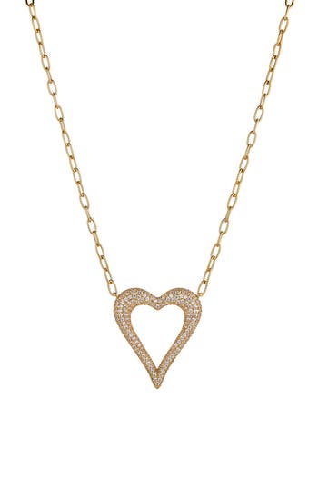 NADRI NADRI PAVÉ OPEN HEART PENDANT NECKLACE