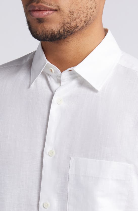 Shop Ted Baker Palomas Regular Fit Short Sleeve Linen & Cotton Button-up Shirt In White