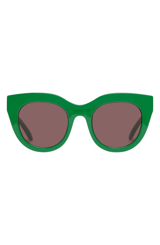 Le Specs Air Heart 51mm Cat Eye Sunglasses In Green / Smokey Brown Mono