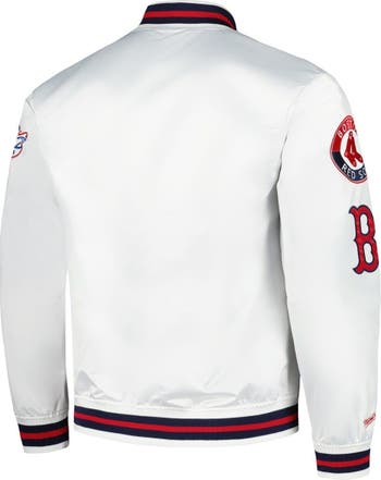 Mitchell & Ness Men's Mitchell & Ness White Boston Red Sox City Collection  Satin Full-Snap Varsity Jacket