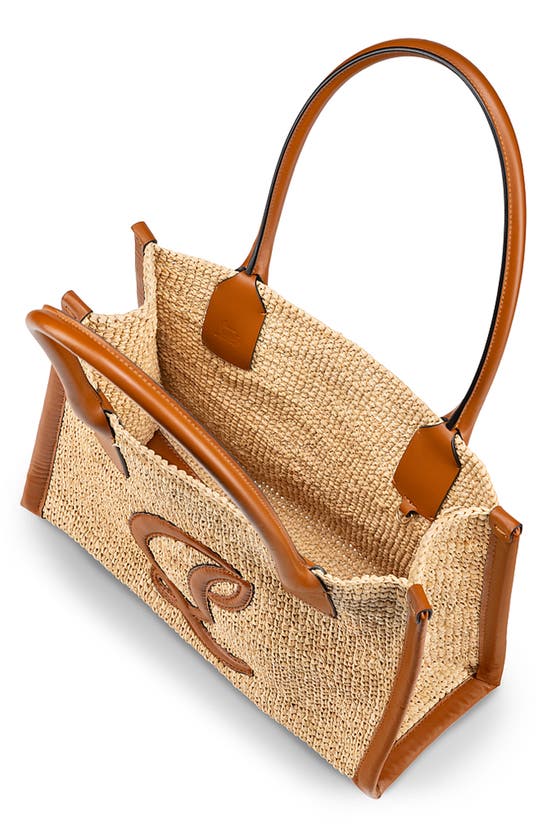 Shop Christian Louboutin Small By My Side Raffia & Leather Tote In Natural/ Cuoio/ Cuoio