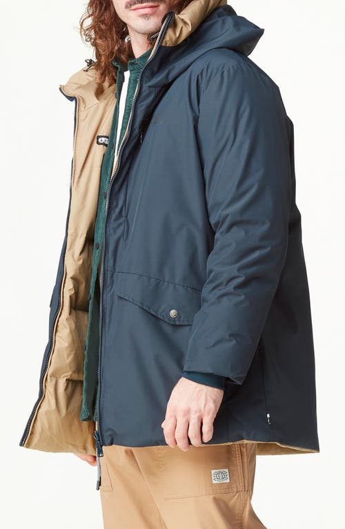 Shop Picture Organic Clothing Sperky Reversible Water Repellent Hooded Jacket In Dark Blue Dark Stone