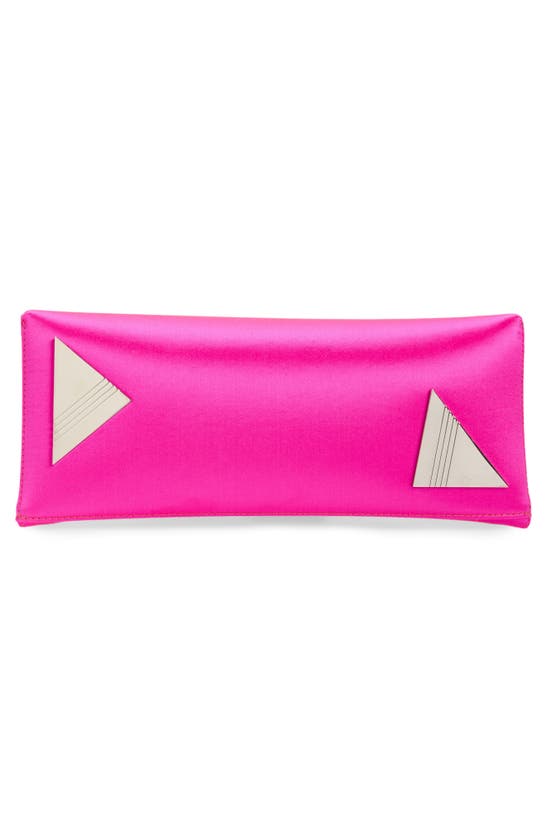 Attico Large Leather-trimmed Satin Clutch In Fuchsia