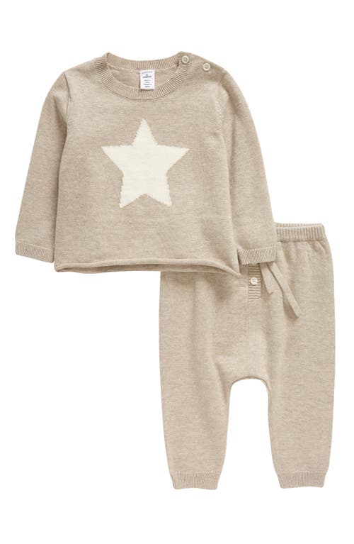 Nordstrom Star Intarsia Pullover & Pants Set in Beige Oatmeal Star
