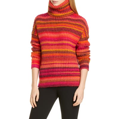 Altuzarra Kelley Stripe Wool Blend Turtleneck Sweater, Pink