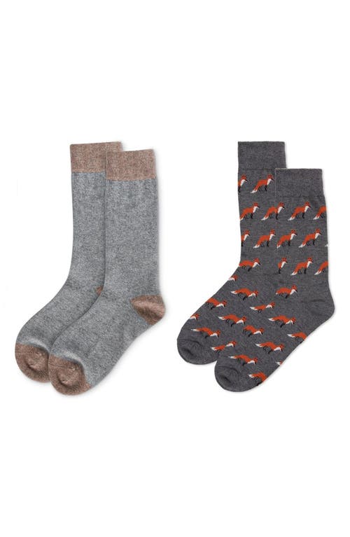 Memoi Assorted 2-pack Crew Socks In Gray Heather