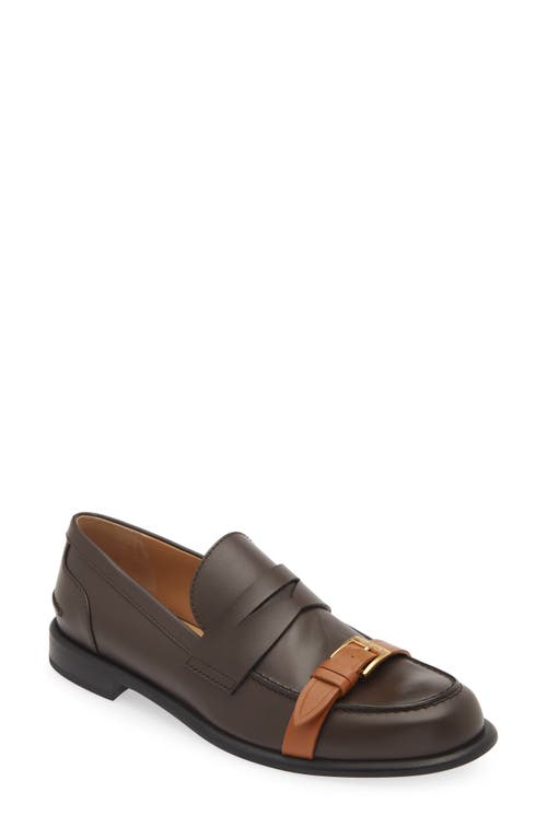 JW Anderson Belted Penny Loafer Calf Dark Brown/Calf Tan at Nordstrom,