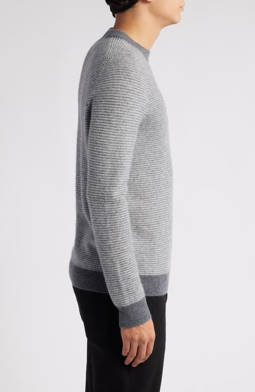 Shop Nordstrom Crewneck Cashmere Sweater In Charcoal Ivory Texture