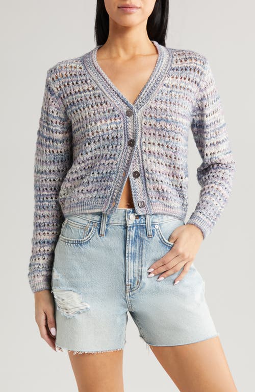 All Favor Marled Open Stitch Cardigan Blue Multi at Nordstrom,