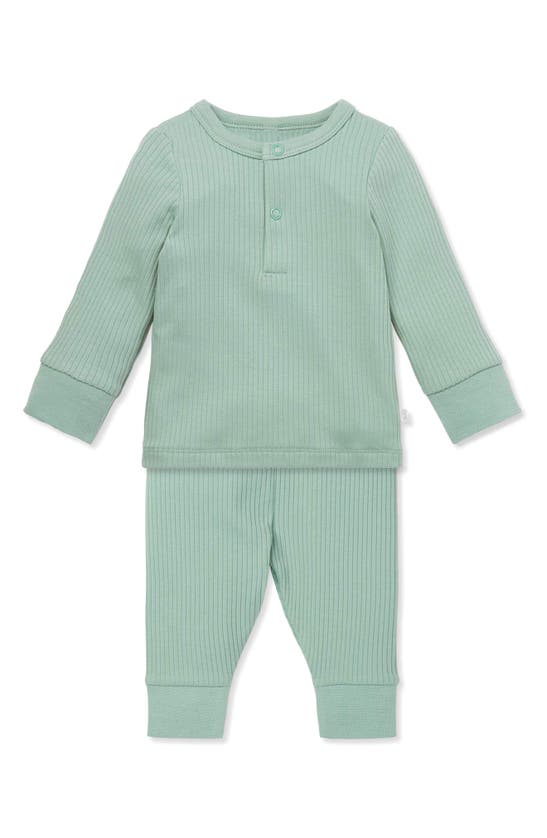 Shop Mori Rib Fitted Two-piece Pajamas In Ribbed Mint