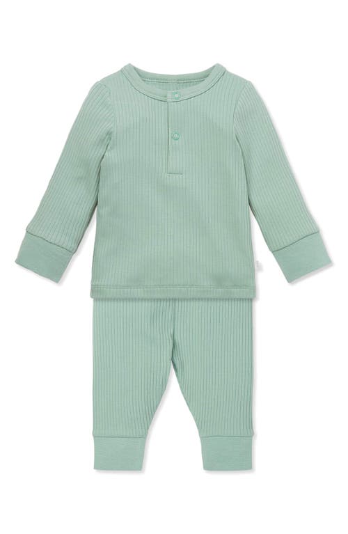 MORI Rib Fitted Two-Piece Pajamas in Ribbed Mint at Nordstrom
