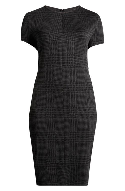 Universal Standard Executive Stretch Ponte Dress In Charcoal Houndstooth