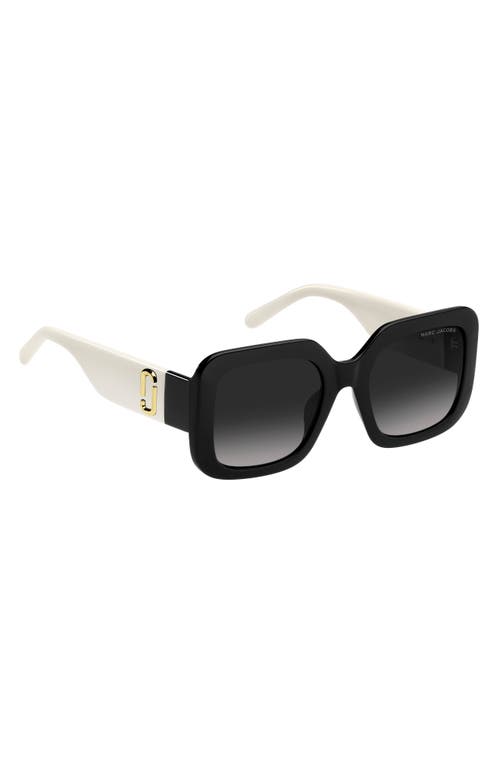 Shop Marc Jacobs 53mm Gradient Polarized Square Sunglasses In Black White/grey Shaded