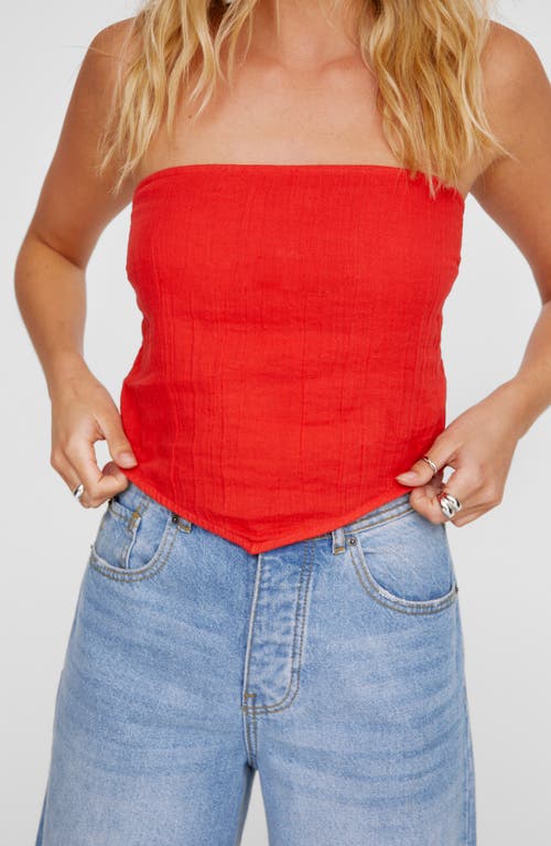 Shop Nasty Gal Casual Triangle Hem Tie Back Strapless Top In Red