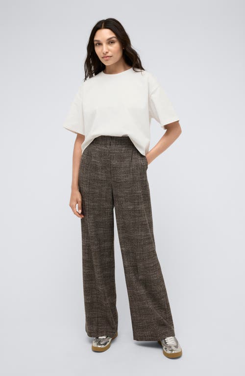 Shop Kenneth Cole Glen Plaid Pleated High Waist Wide Leg Pants In Deep Bark Multi