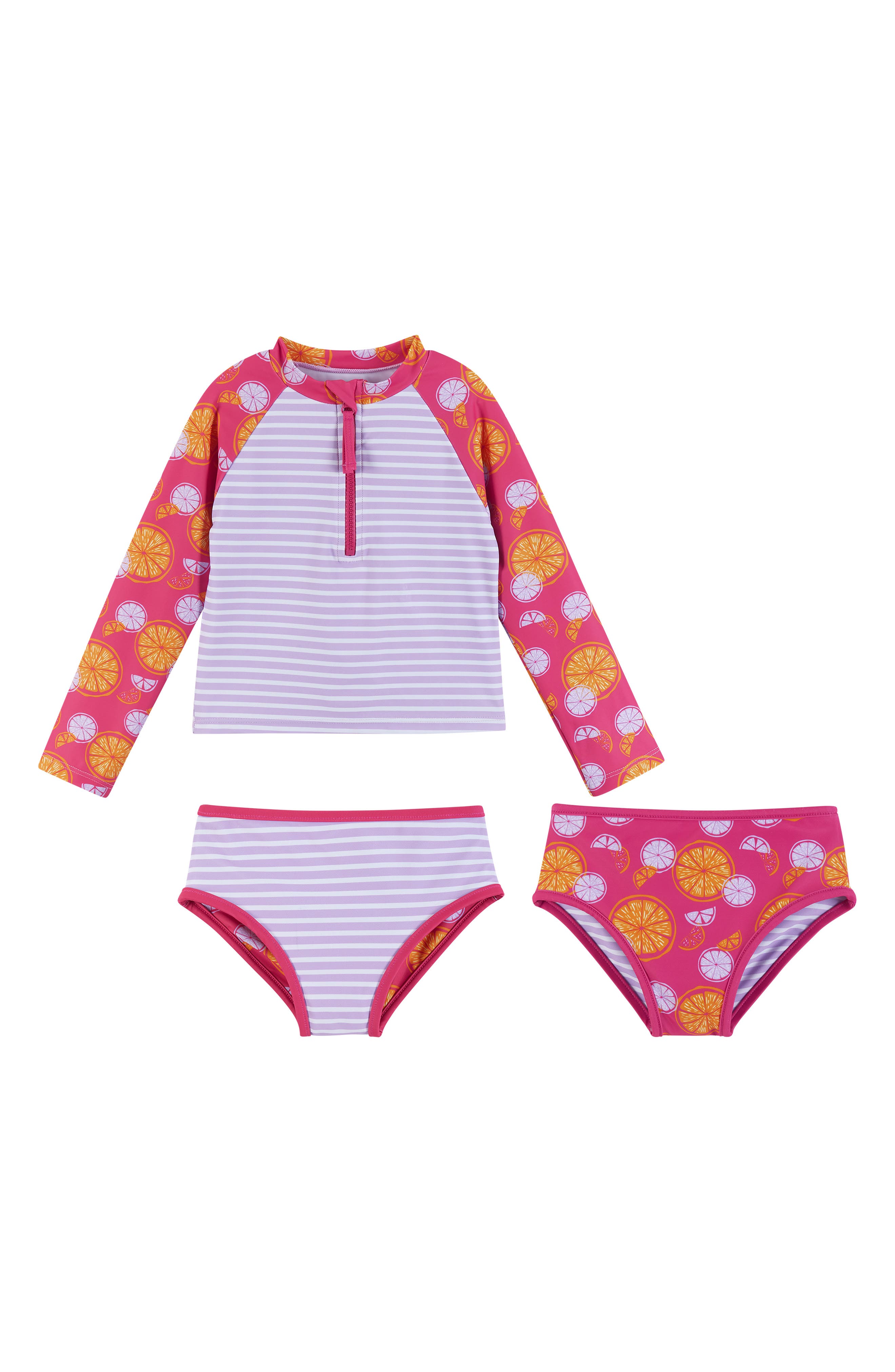 Andy & Evan Kids' Fruit Stripe Reversible TwoPiece Rashguard Swimsuit