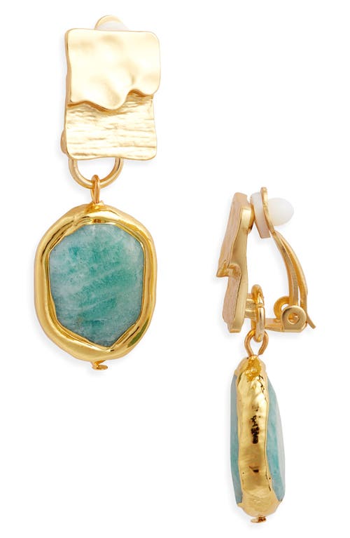 Shop Karine Sultan Crystal Clip-on Drop Earrings In Gold