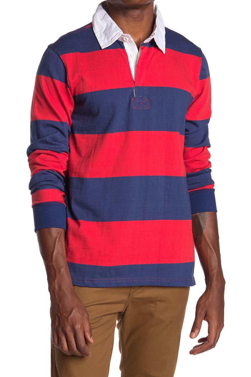 Natural Blue Striped Long Sleeve Rugby Polo Nordstrom Rack