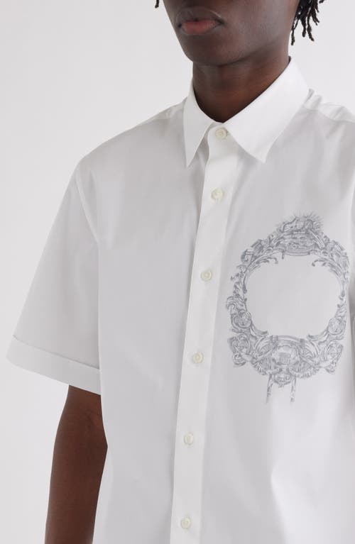 Givenchy Military Short Sleeve Cotton Blend Button-up Shirt In White