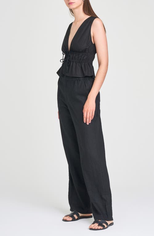 Shop Wayf Daylight Wide Leg Linen Blend Pants In Black