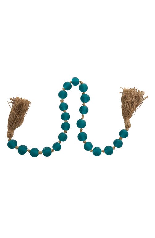 Willow Row Bohemian Glass Beaded Tassel Garland In Teal