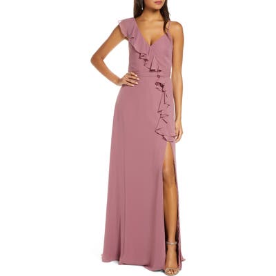 Marchesa Notte Ruffle Chiffon Bridesmaid Gown, Pink