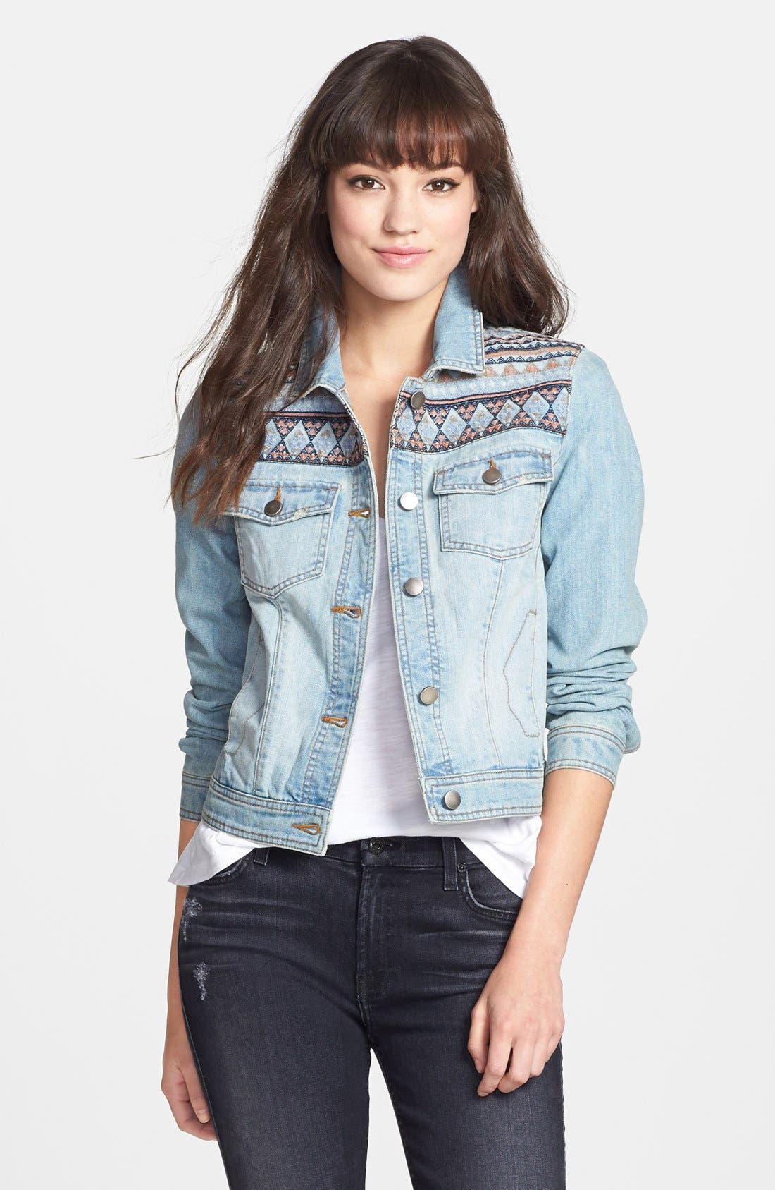 Hinge® Embroidered Yoke Denim Jacket Nordstrom