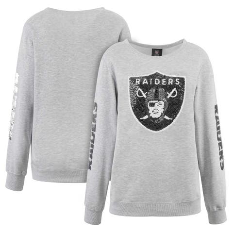 San Francisco 49ers Cuce Women's Sequined Logo Pullover Sweatshirt -  Heather Gray