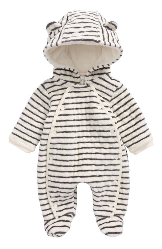 Nordstrom Babies' Hooded Bunting In Ivory Egret- Grey Stripe