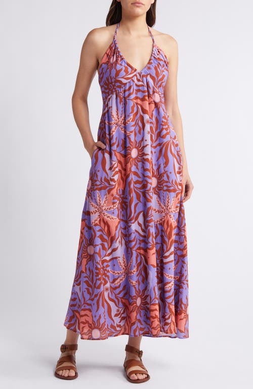 Shop Xirena Xírena Maggie Cotton Halter Maxi Dress In Lilac Fire Helios