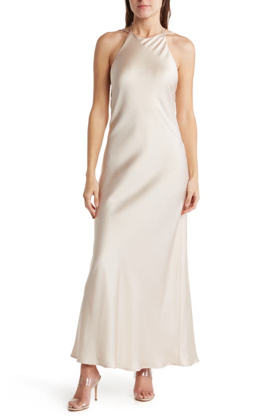 Shop Know One Cares Satin Bias Cut Maxi Dress In Champagne