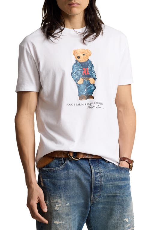 Shop Polo Ralph Lauren Polo Bear Graphic T-shirt In F24 White Denim Bear