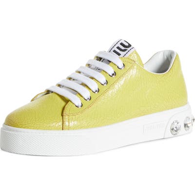 Miu Miu Crystal Detail Skate Sneaker - Yellow