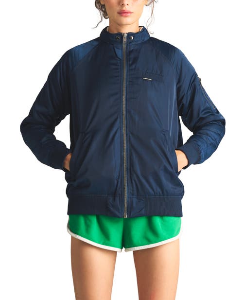 Shop Members Only Women Satin Bomber Jacket In Navy