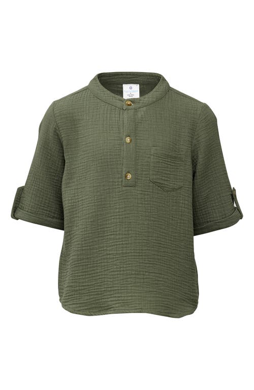 Snapper Rock Kids' Frankie Cotton Gauze Henley Top Green at Nordstrom,