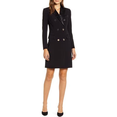 Anne Klein Long Sleeve Tuxedo Sheath Dress, Black