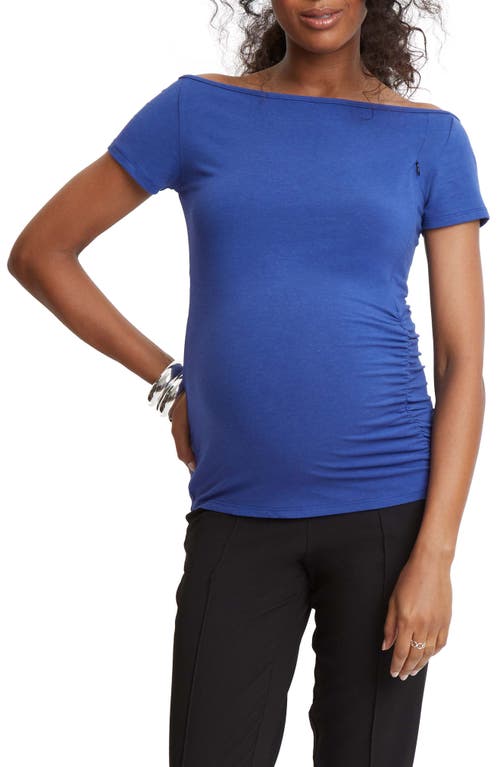 Off the Shoulder Maternity/Nursing Top in Sapphire