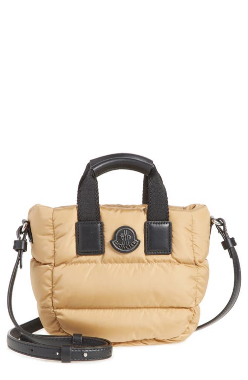 Shop Moncler Micro Caradoc Puffer Crossbody Tote In Camel