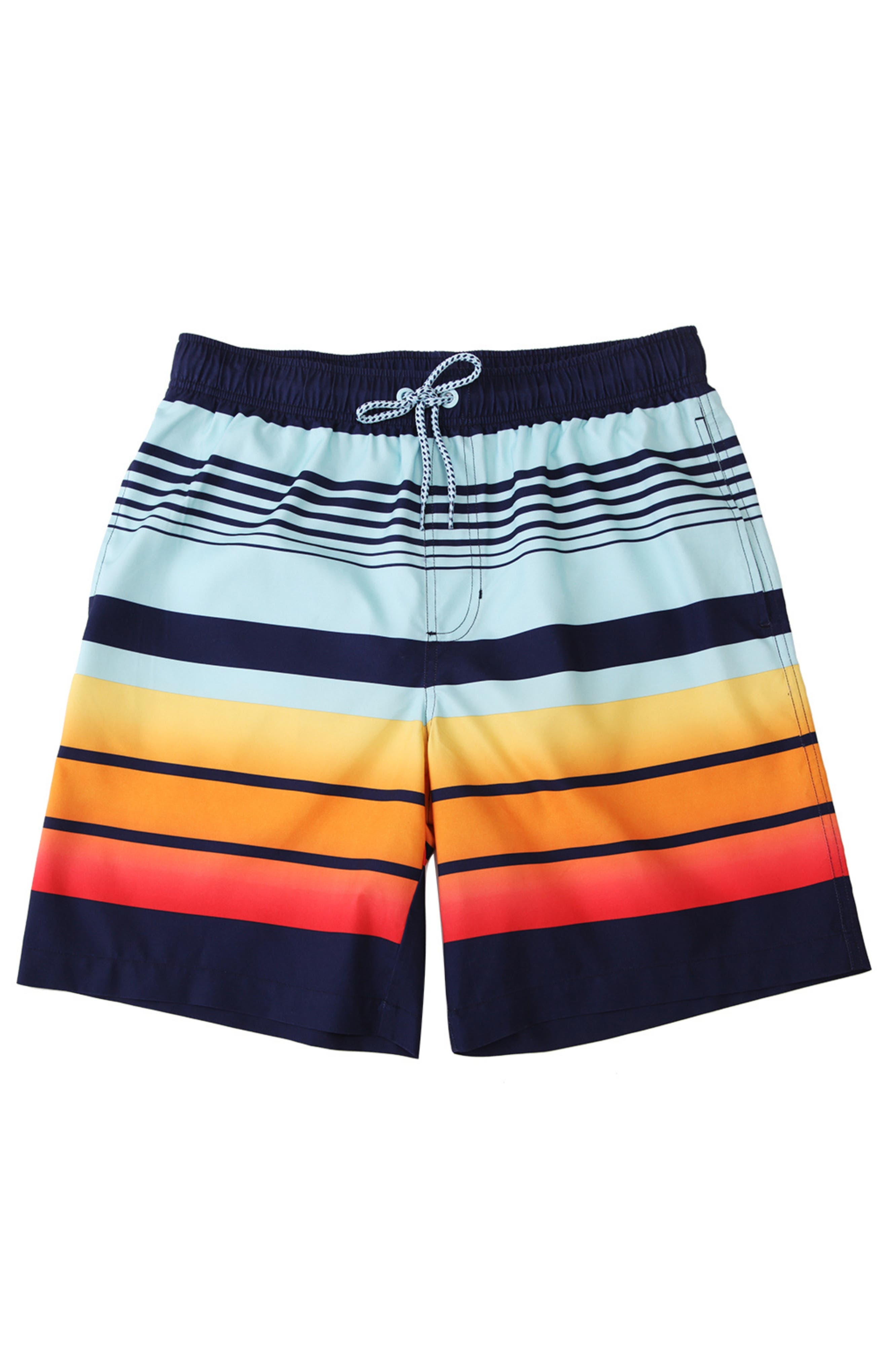 Rokka&Rolla All-Day Comfort Mesh-Lined Swim Trunks in Stripes Printed Cover