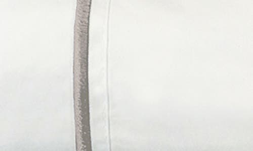 Melange Home Single Stripe Embroidered 300 Thread Count Cotton Percale Sheet Set In Charcoal/white
