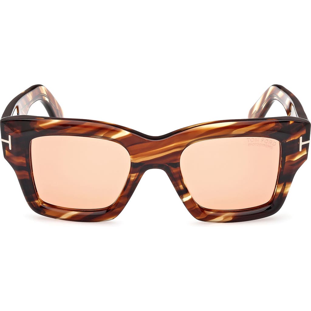 Tom Ford Ilias 50mm Square Sunglasses In Shiny Amber/terracotta