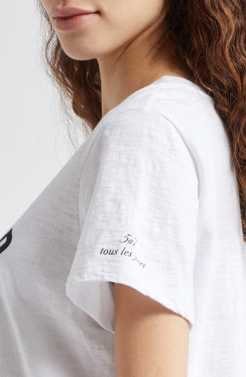 Cinq À Sept Bonjour Smiling Heart Graphic T-shirt In White/black