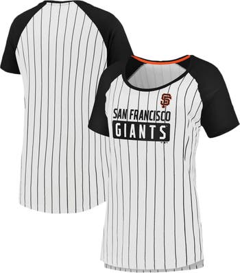 Women's Fanatics Branded Black/White San Francisco Giants Even Match Lace-Up Long Sleeve V-Neck T-Shirt