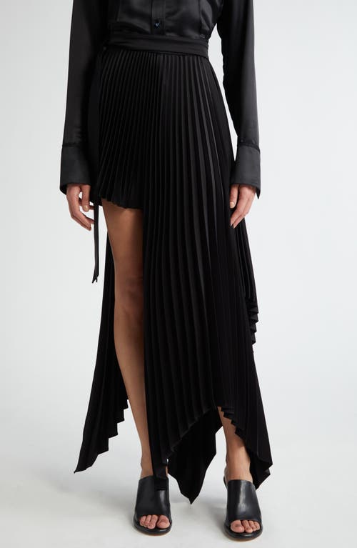 Peter Do Knife Pleat High-Low Satin Wrap Skirt Black at Nordstrom,